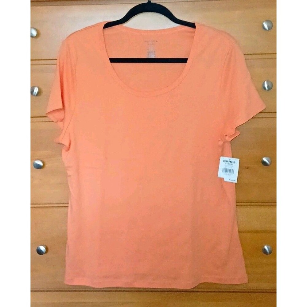 NWT Sonoma intimates womens XL Pajama Top only orange short slv 100%  cotton